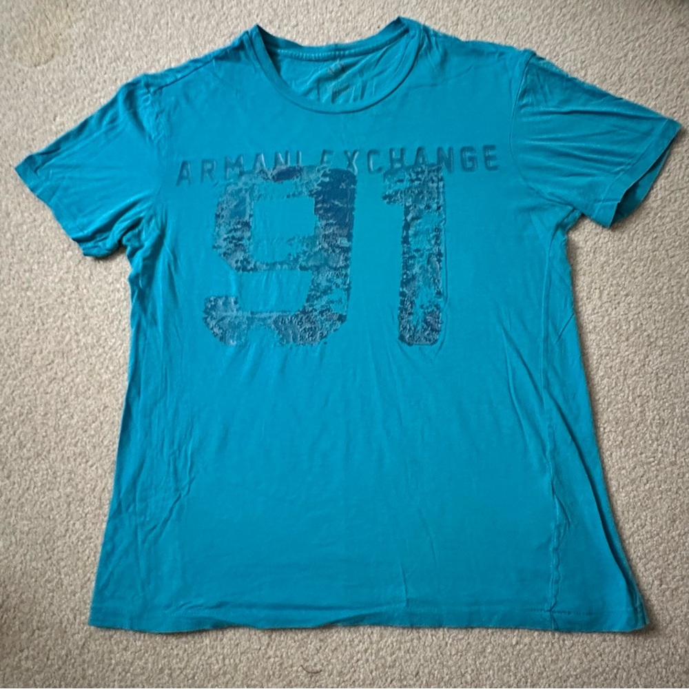 Armani Exchange Teal Graphic Tee - '91 Print